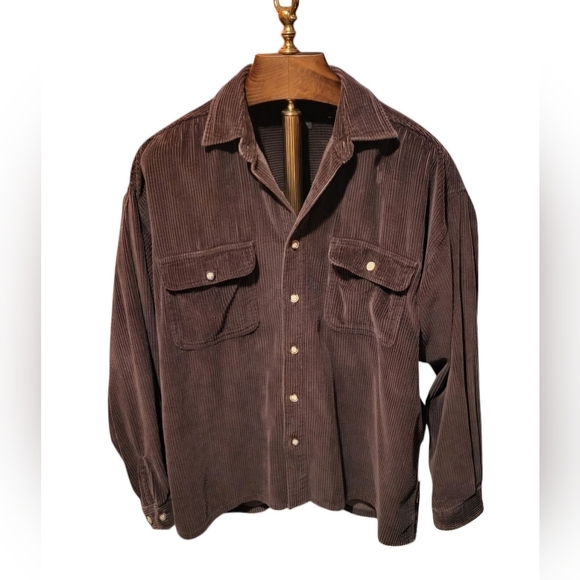 Structure Other - Vintage Y2K Structure Brown 100% Cotton Corduroy Long Sleeve  Shirt Large